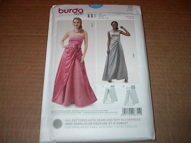 sachin and babi light blue dress Burda 8635 UNCUT Sewing Pattern, Misses' Evening Dress, Size 8-18