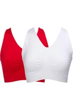 Rhonda Shear 2-pack Seamless Racerback Ahh Bra Cherry/White