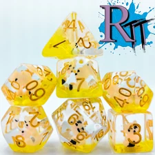 7pcs/Set Yellow Bear Polyhedral Dice DND RPG MTG Role Playing Game Tabletop D20