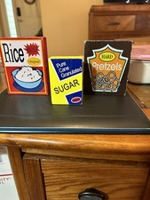 Vintage Wooden Block Pretend Play Pantry Kitchen Food 9 piece Set