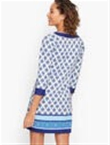 Cabana Life Talbots Tunic Swimsuit Coverup size M blue white UPF50+ Beach Dress - Picture 8 of 11