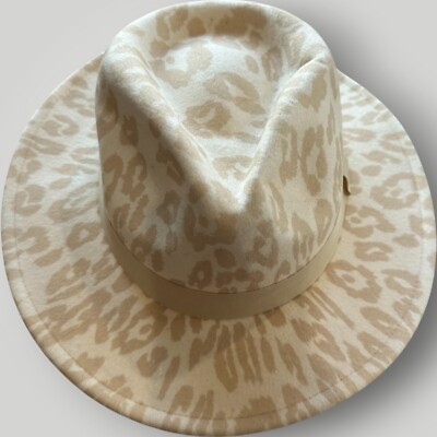 NWT Buckle Beige Tone on Tone Leopard Print Felt Banded Panama Hat BKE