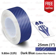 CARBON FIBER DARK BLUE 1" 25mm PIN STRIPE Car Striping TAPE Decal Vinyl Sticker