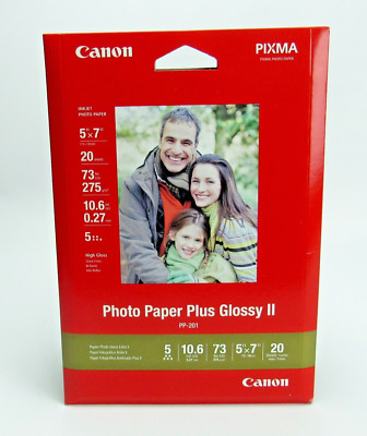Genuine Canon Photo Paper Plus Glossy II - 5''x7'' - 20 Sheets PP-201. New!