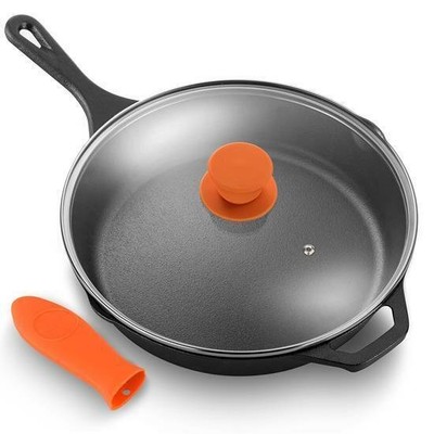 NutriChef 18.11''x12.44''x2.32'' Gray Iron Frying Pan - 500°F Oven Safe, PFOA-Free