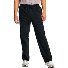 Men  s 50 Cotton Open Bottom Jersey Sweatpants with Pockets,33  ,X-Large Black