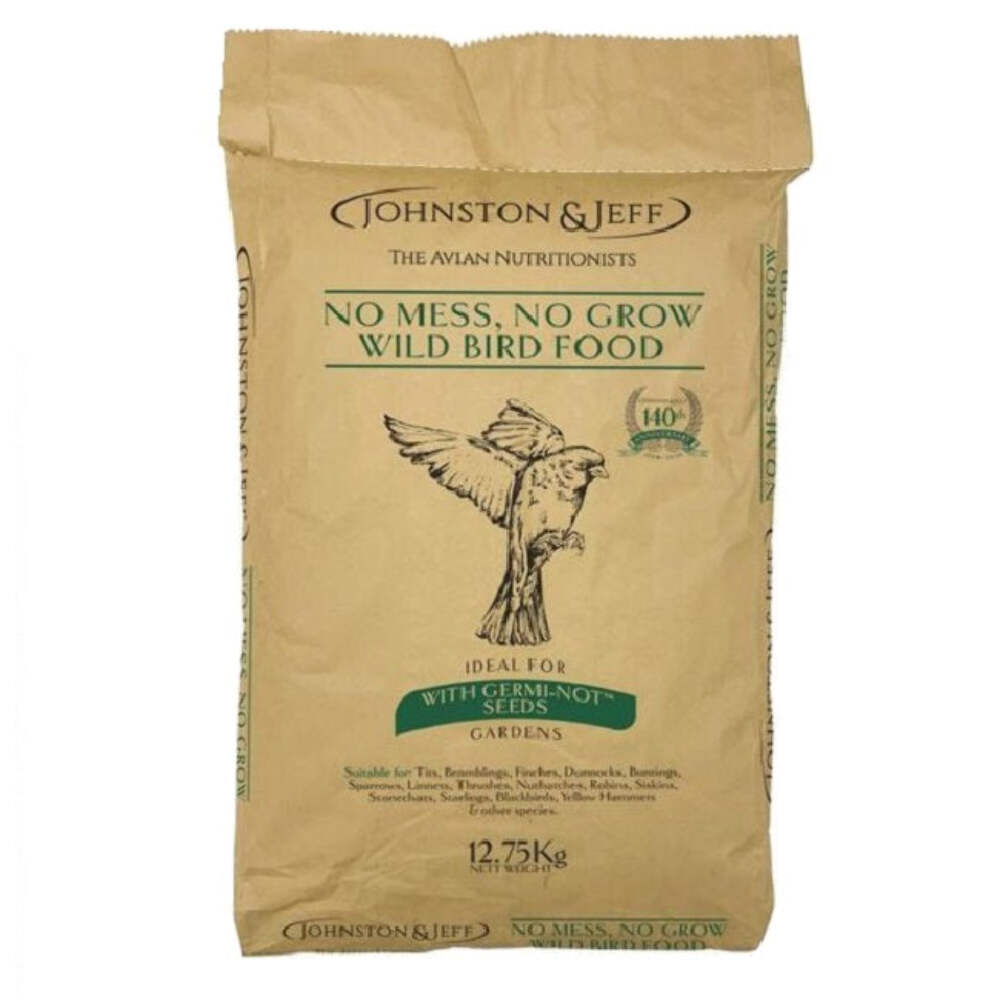 NO MESS, NO GROW WILD BIRD FOOD - (12.75kg) - Johnston & Jeff Seed Mix Pet Feed