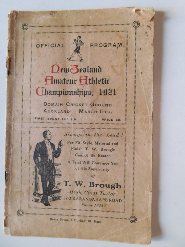 1921 New Zealand Championships Track Field Athletics