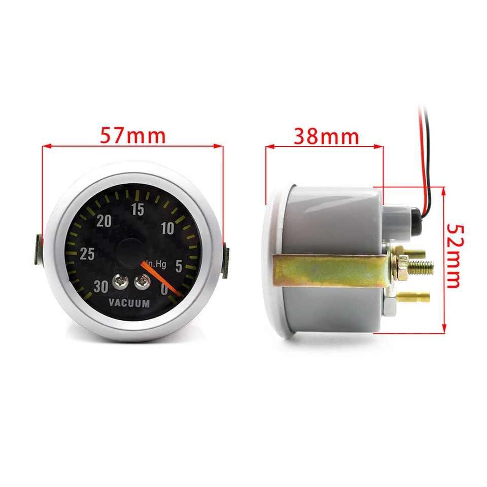 2 inch 52mm Universal Car Vacuum Gauge 0-30 In.Hg Vacuum Gauge Meter - Image 3 of 4
