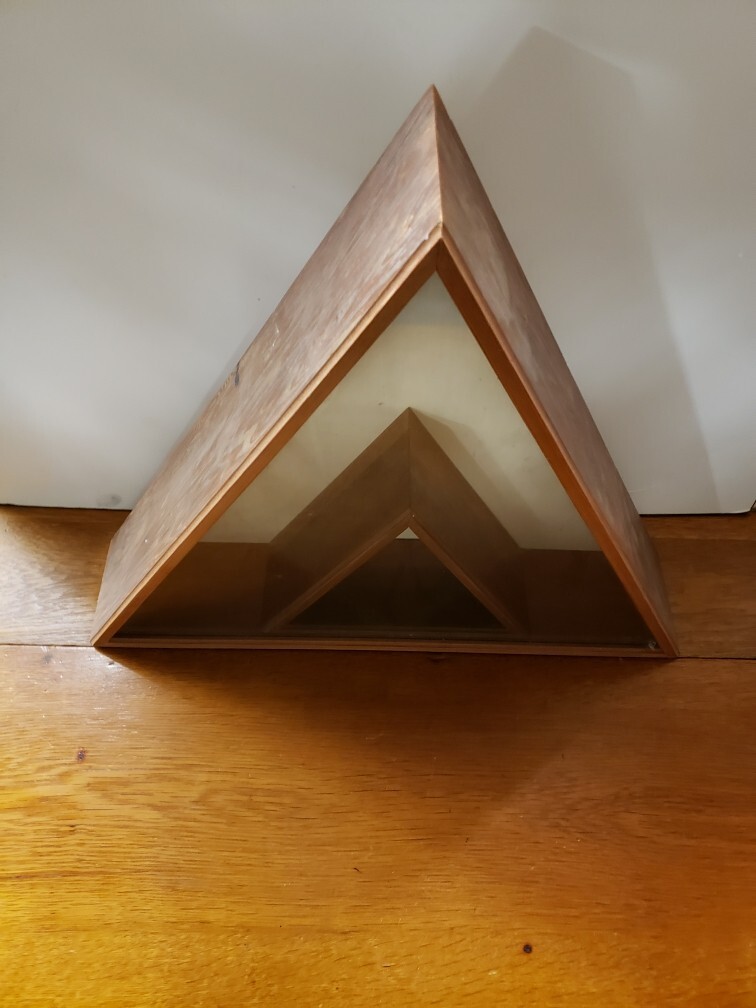 Vintage Hand Made Wood & Glass Triangular Display Case | eBay