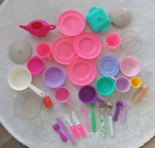 VTG Pretend Kitchen HUGE PLAY Home Accessories Utensils Cups Tea Large Lot