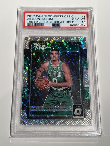 Jayson Tatum 2017 Donruss The Rookies Optic Fast Break Holo Rookie Card PSA 10