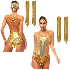 Frauen Leotard Club Bodysuit Kostüm Outfit Rumba Cha-Cha Leistung Tanz Ball