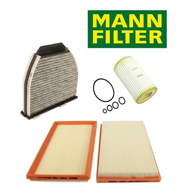 For Mercedes W204 C300 08-12 Air Filters w/ Oil & Cabin Filters KIT Mann OEM