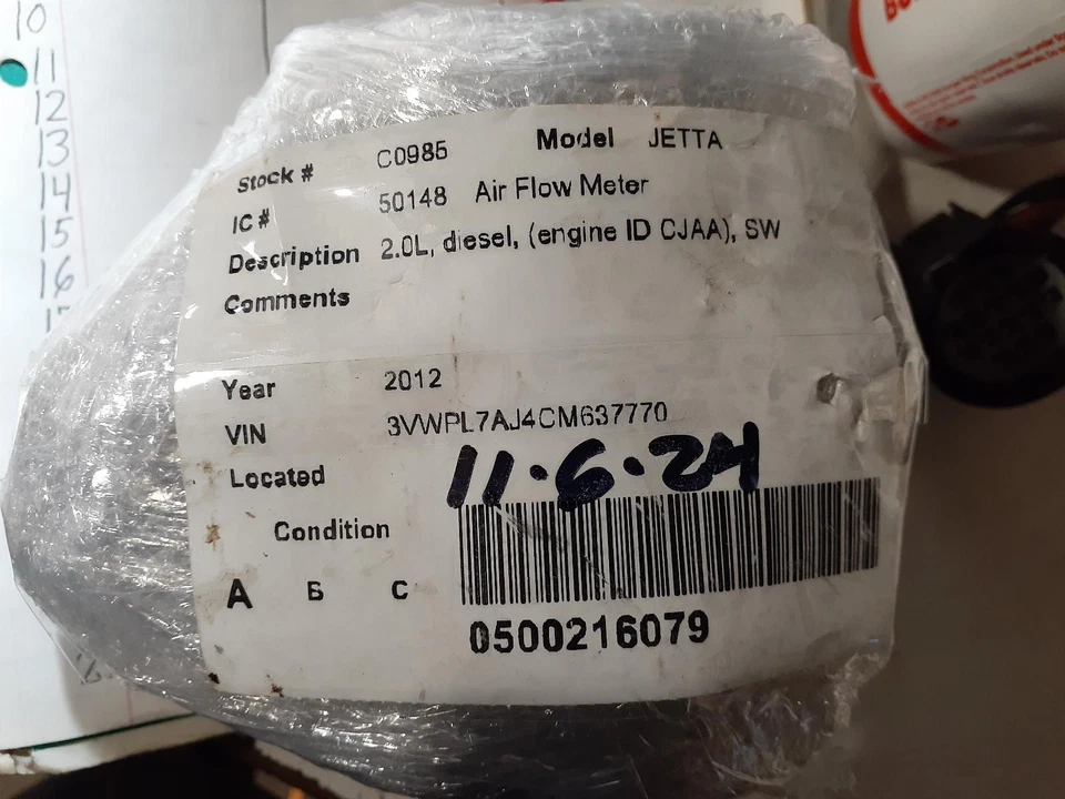 Medidor de flujo de aire de inyección de combustible usado se adapta a: Volkswagen Jetta 2012 motor diésel 2,0 L Foto 3 de 4