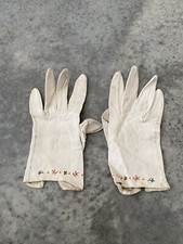 Vintage Gloves Floral Cream Embroidered Handmade Size 6.5