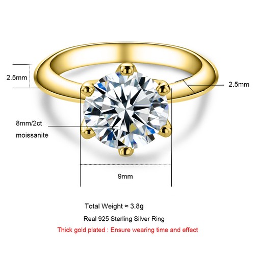 1/2/3/5ct Moissanite Engagement Rings D Color VVS1 Sterling Silver for Women - Picture 15 of 18