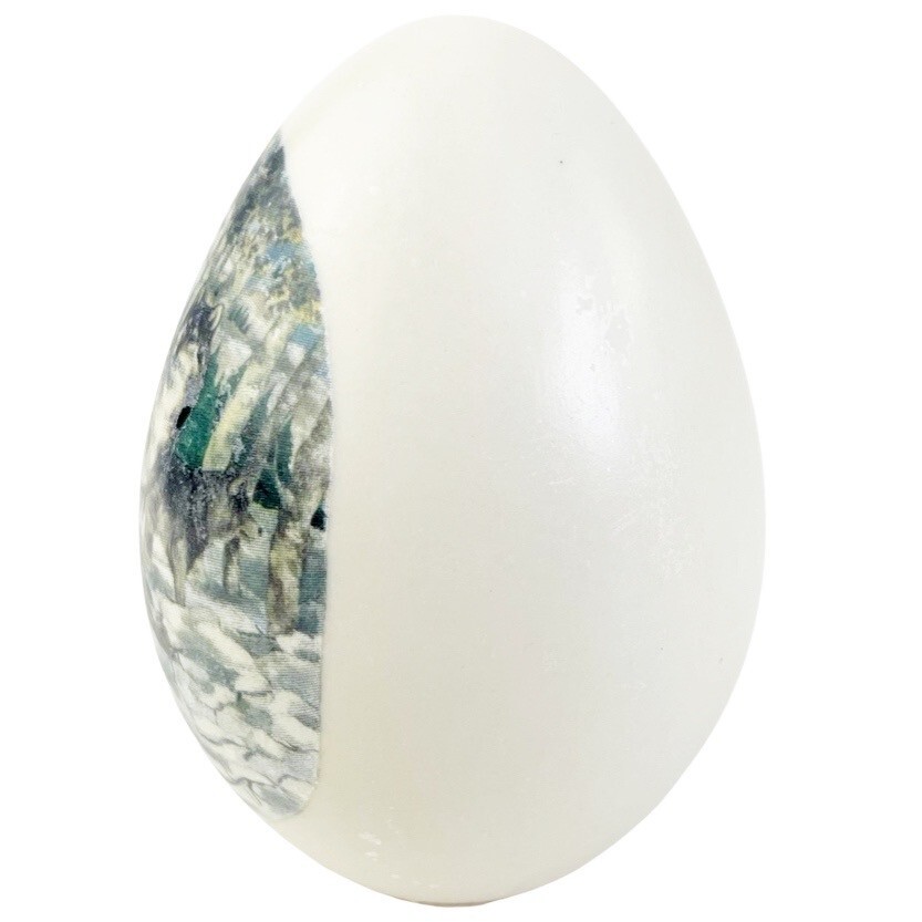 Vintage Eggzakly Porcelain Egg Wolf Wolves Collectible Made USA