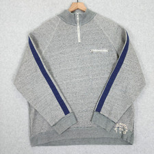 Vintage Polo Ralph Lauren Sweatshirt Mens XL Gray 1/4 Zip 90s Y2K RL67 Stripe