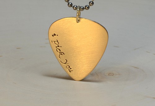 Bronze guitar pick necklace | eBay