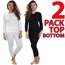 2, 3 Pack Women Long Johns Thermal Underwear Bottoms Warm Winter Full Sleeve Top