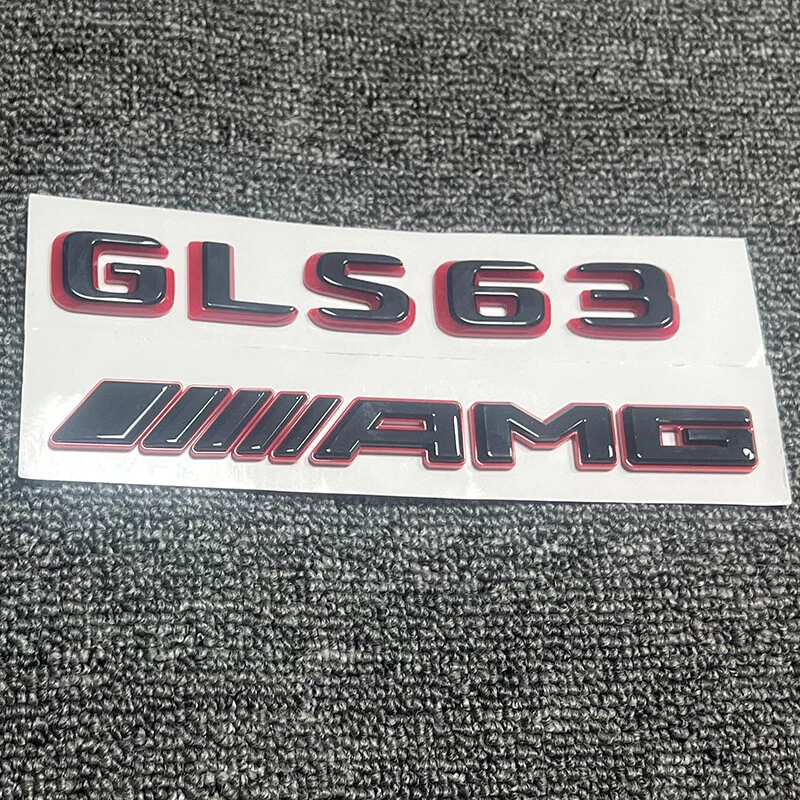 Juego de 2 pegatinas emblema GLS63 AMG negro brillante rojo para Mercedes Benz GLS63 Foto 2 de 3