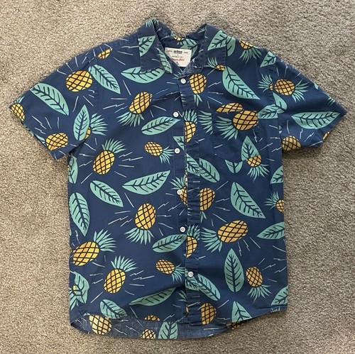 Urban Pipeline Pineapple Blue Hawaiian Shirt Medium