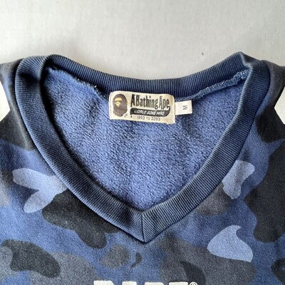 Bathing Ape BAPE 88 First Camo M Blue Heavy Shirt V-neck