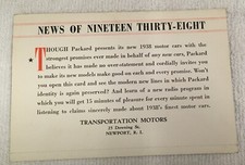 NOS 1938 Packard dealership postcard never postmarked or opened