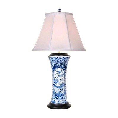 Lamps Electric Table Vintage Style Blue And White Porcelain Willow Tea Caddy Lamp W Shade Metisseparis Fr Electric Table Lamps Vintage Style Blue, Blue Willow Lamp Shades