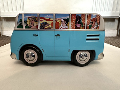 Funky Blue Surfer Style Camper Van Metall Leerdose