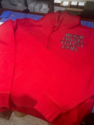 Work Hard Trust God Independent Trading RED Heavyweight Hooded Sweatshirt