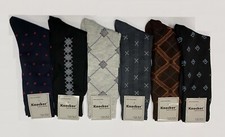 6  12 pairs Lot Knocker Mens Solid Assorted Print Design Dress Sock Size 10-13