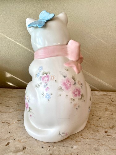 Pfaltzgraff Tea Rose Cat con fiocco e barattolo per biscotti farfalla - Foto 3 di 7