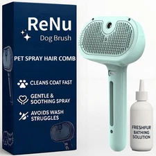 Fresh Fur Shower Brush, 3-in-1 Self-Cleaning Steamy Pet Brush for Dogs & Cats –
