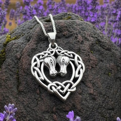 Ryna Celtic Horse Lover Necklace in Sterling Silver