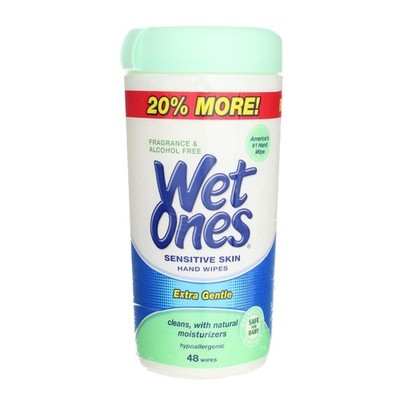 4 Pack Wet Ones Extra Gentle Hand Wipes, Fragrance Free, 48 Ct