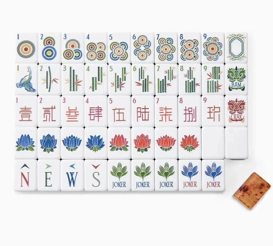 NEW! Beautiful Layered Mahjong Tiles - Burl Wood - American Set 160 Tiles - Image 3 of 4