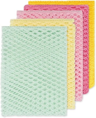 5PCS Innovative Dish Washing Net Cloths,Scourer, Quick Dry,Perfect Scrubber for
