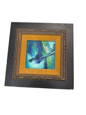 Richard Lyons 1967 Abstract Surfboard Oil Painting Framed