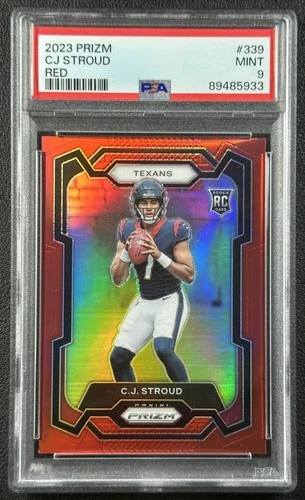 C.J. STROUD PSA 9 2023 PANINI PRIZM #339 ROOKIE RED RC TEXANS SP 933