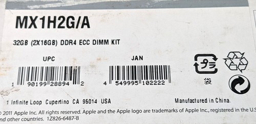 Apple MX1H2G/A 32GB (2x16GB) DDR4-2933 ECC DIMM Memory Kit - Picture 5 of 5