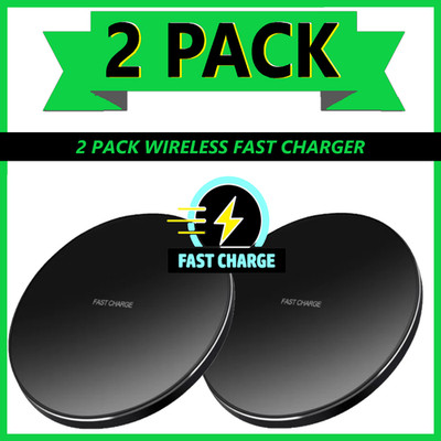 2 Pack Fast Wireless Charging Pad Dock Cradle for Samsung Galaxy Apple iPhone