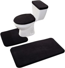Memory Foam Bathroom Toilet Rug Set 4 Piece with Toilet Lid Cover and Tank Co...