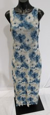 Bebe Women's Round Neck Sleeveless Floral Print Dress BL1 Blue Small NWT