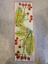 Bufanda Vera vintage 42" X 14" planta verde bayas rojas Lucky Lady Bug años 60
