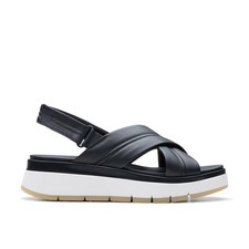 Clarks Womens Tuscan Cross Black Leather Active  Sandals Shoes