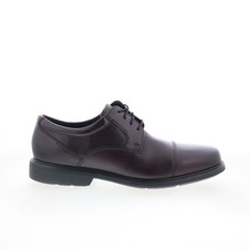 Rockport Charles Road Cap Toe Mens Burgundy Wide Oxfords Lace Ups Shoes