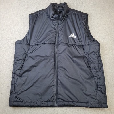 adidas Men's BSC 3 Stripes Outdoor Insulated Puffer Vest Black Size 2XL Full Zip