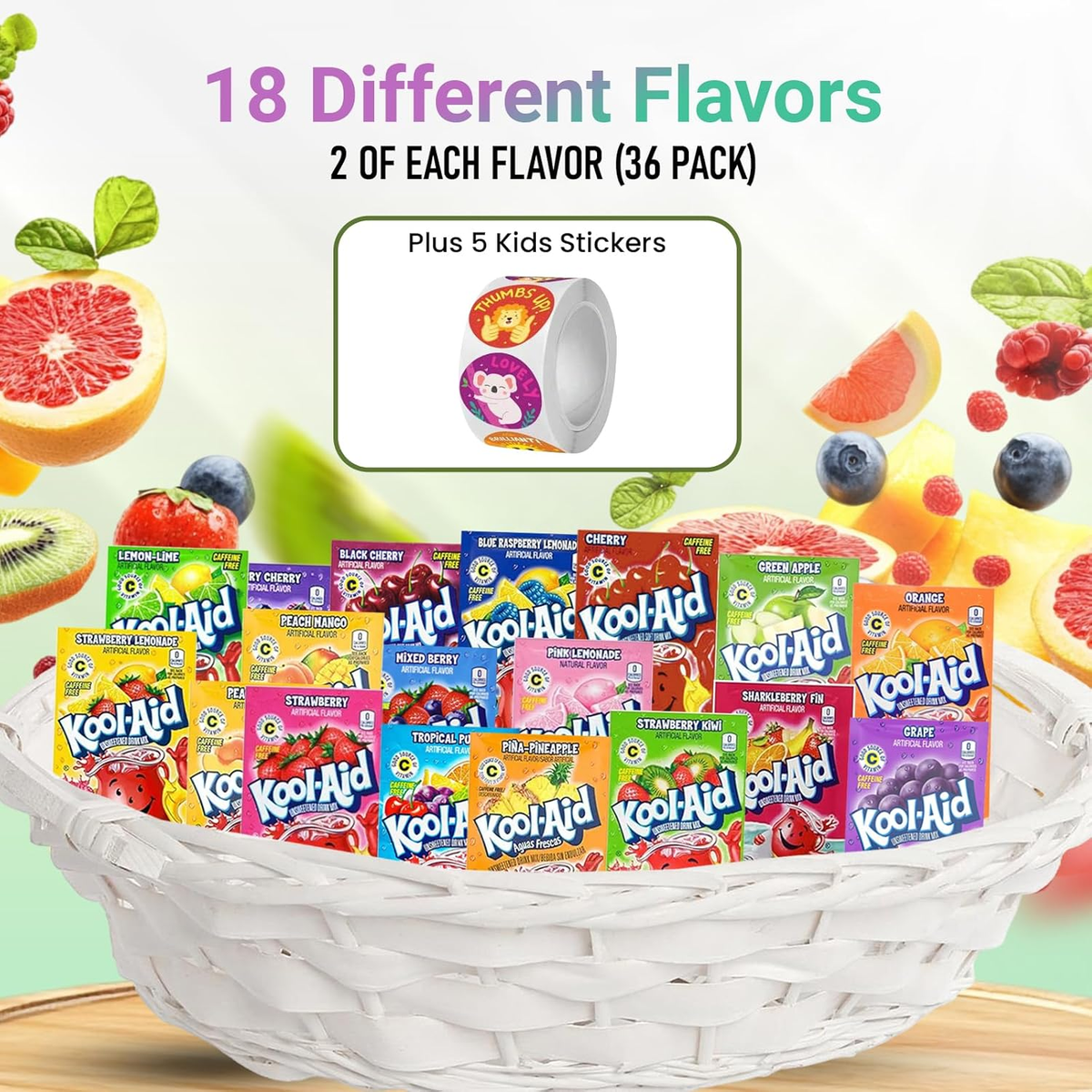 Kool Aid Packets Ultimate Variety (18 Falvors, 36 Packets) - Drink